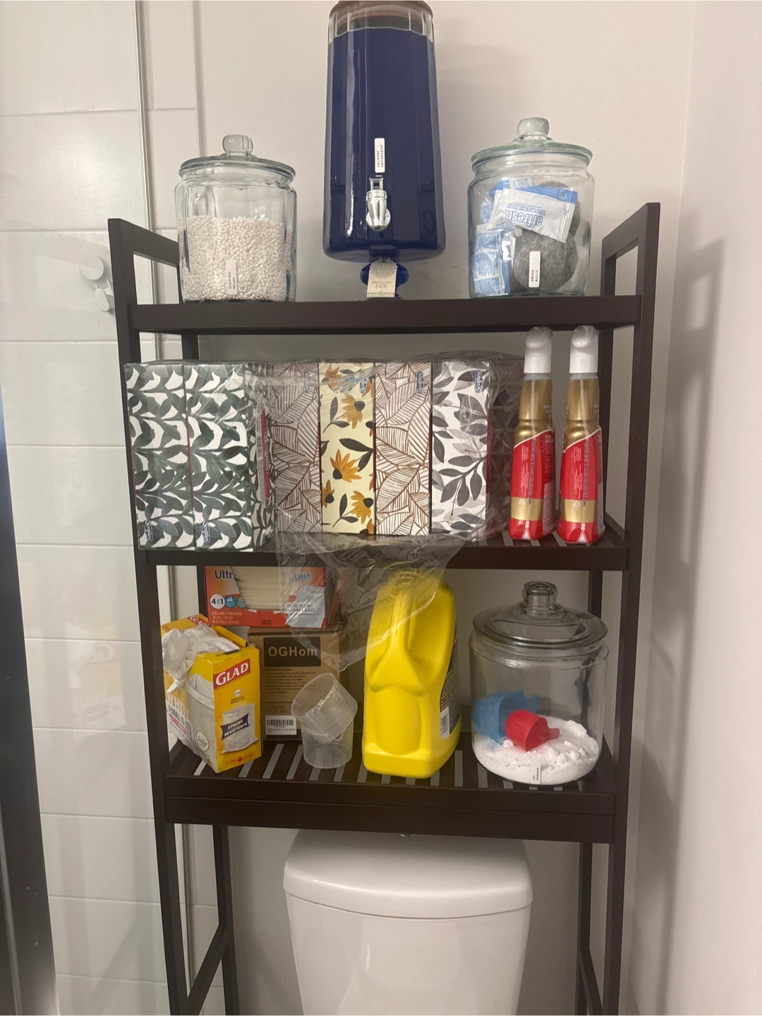 Over toilet storage shelf/ laundry shelf