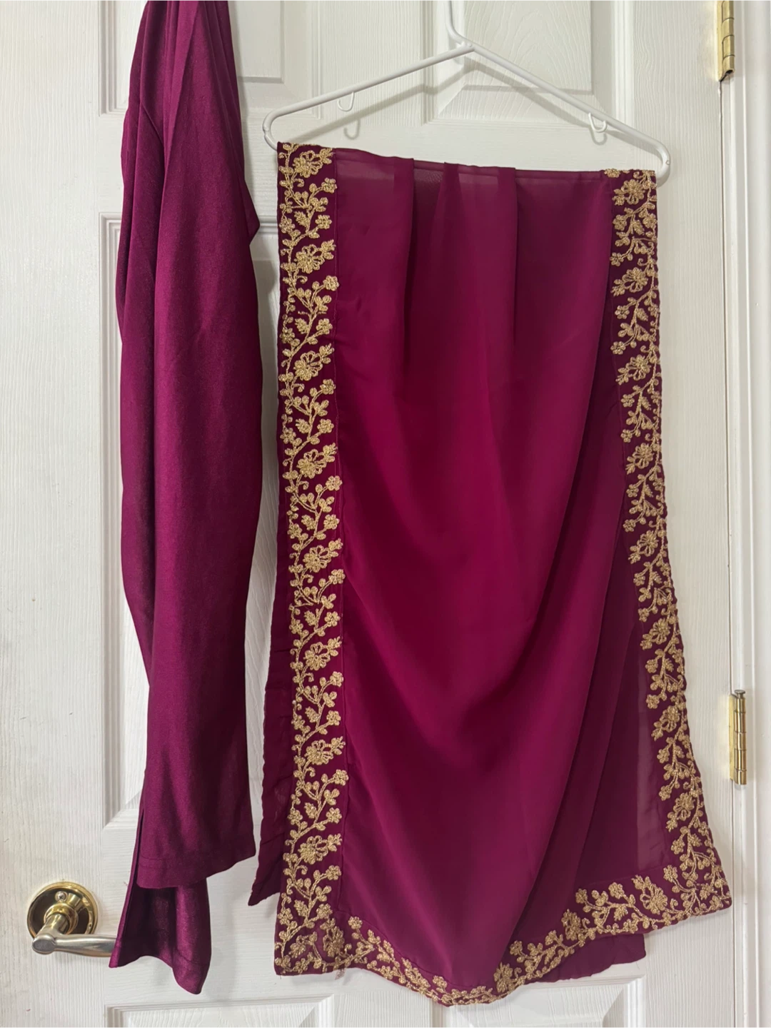 Purple Anarkali Suit with Gold Embroidery - photo 2