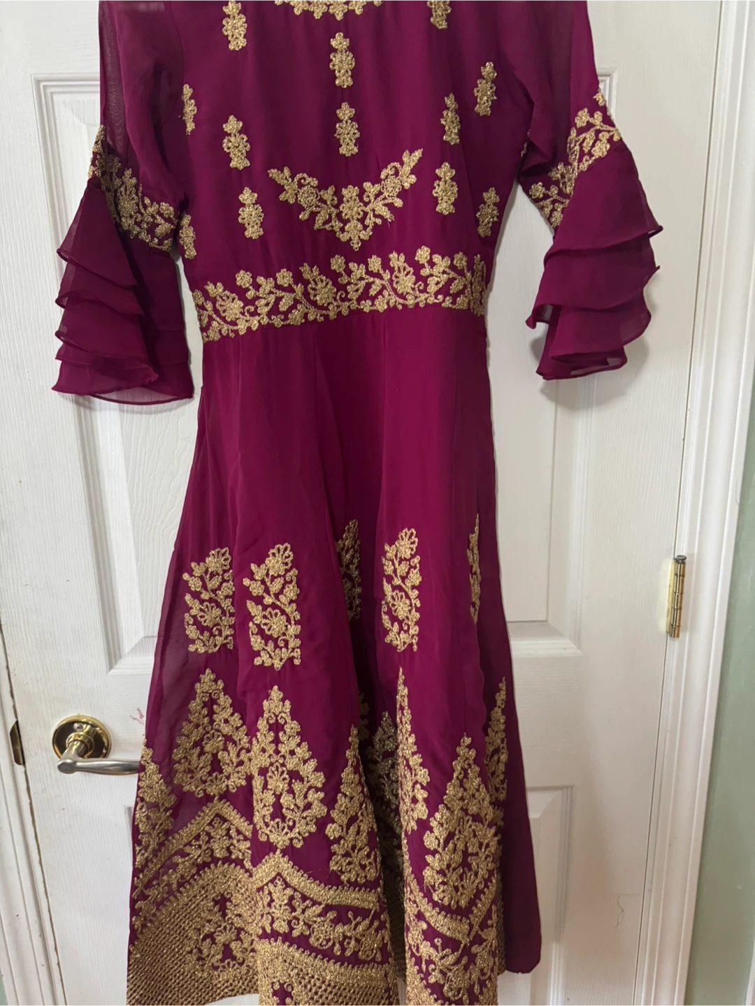Purple Anarkali Suit with Gold Embroidery
