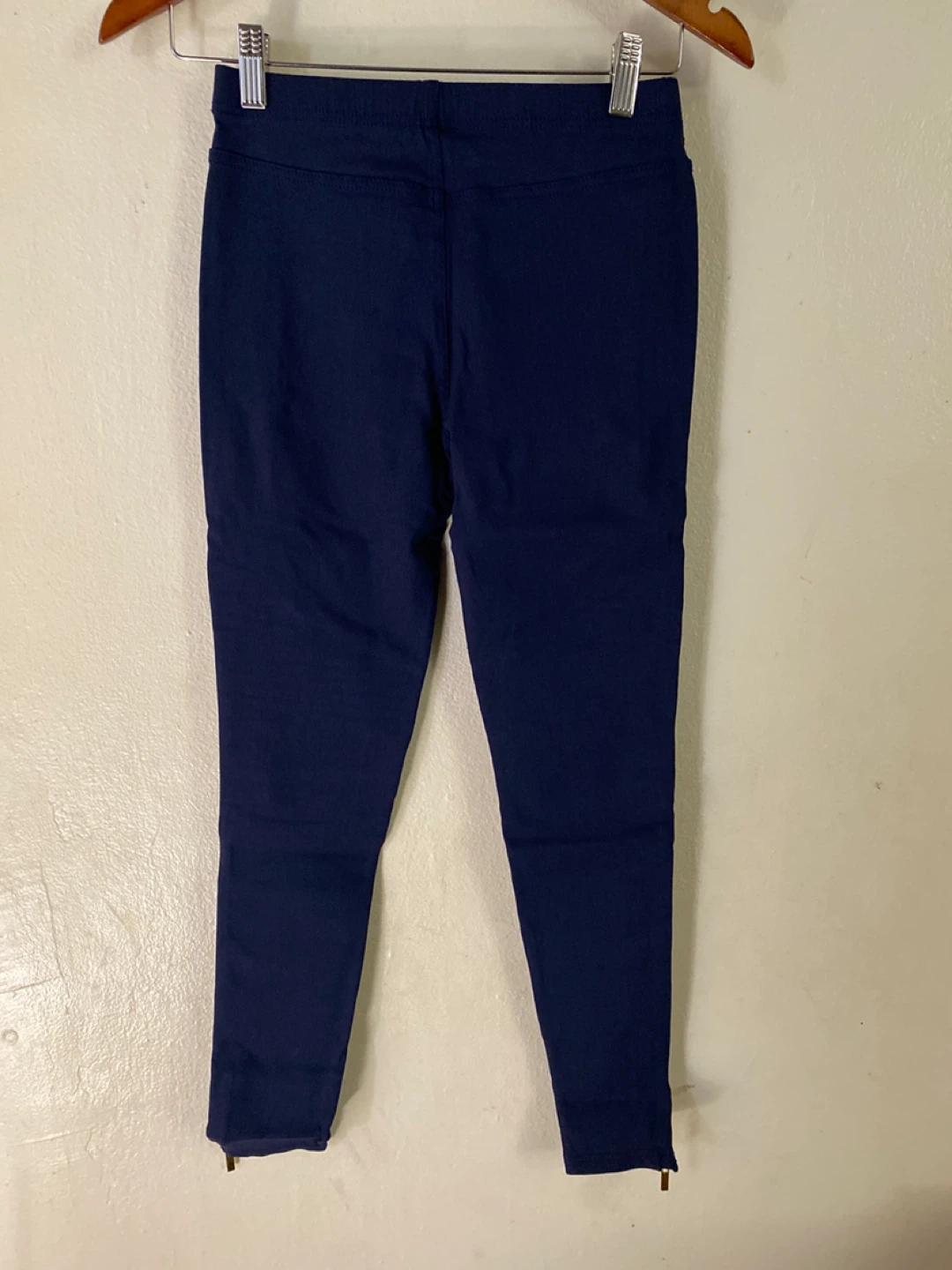 Navy Blue Biker Style Leggings with Zipper Ankles - photo 3
