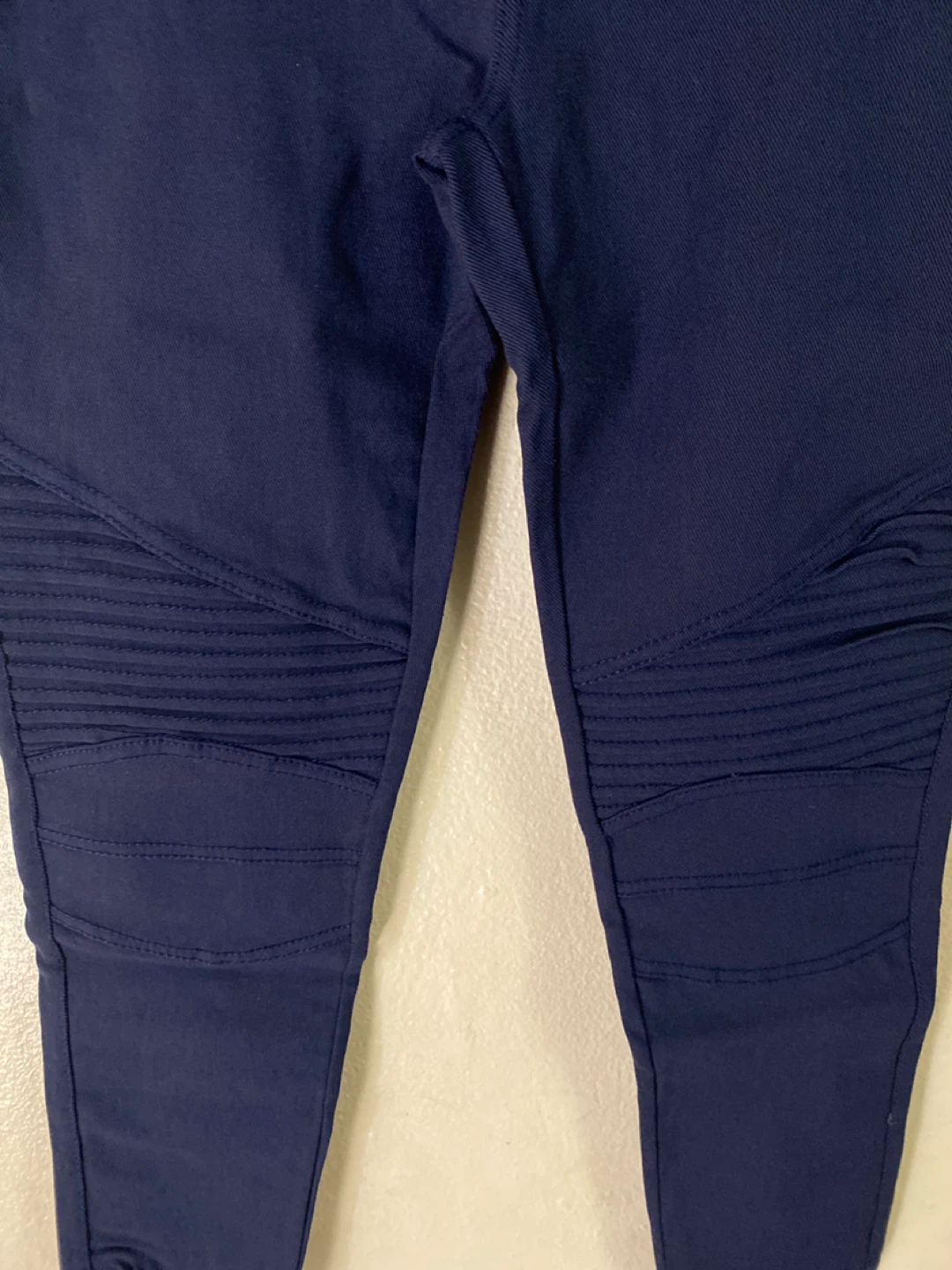 Navy Blue Biker Style Leggings with Zipper Ankles - photo 4