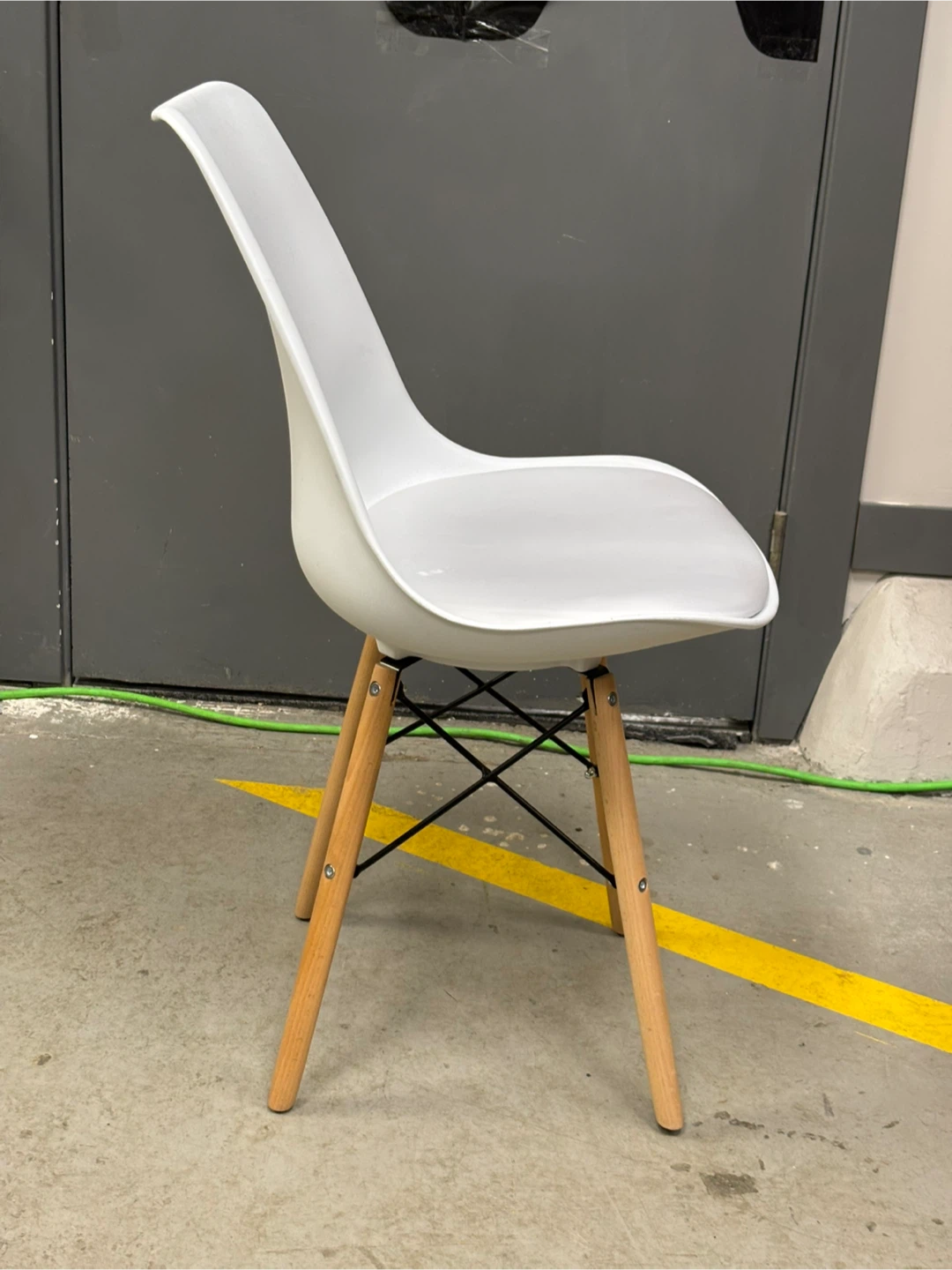 White Accent Chair with Wood Legs