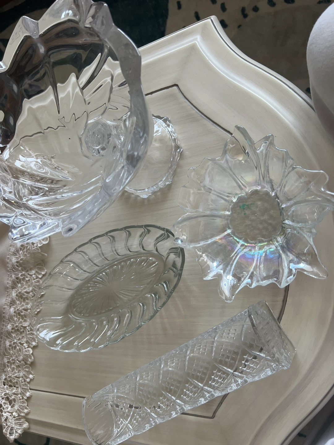 Assorted Clear Glass Decor Pieces