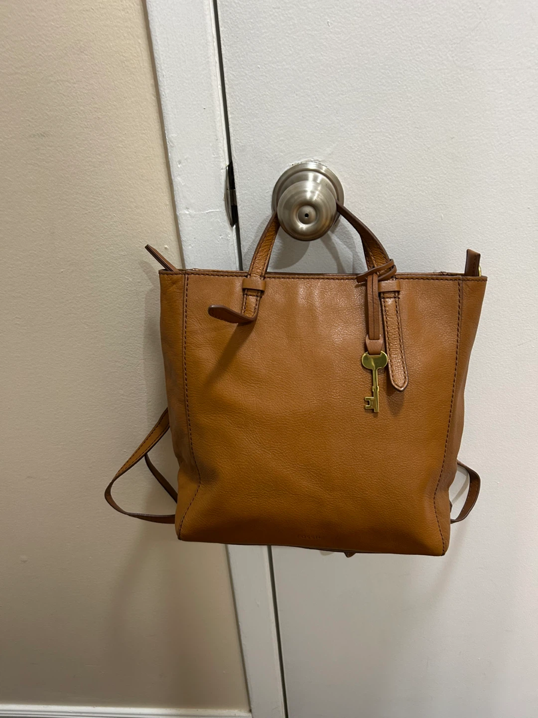 Fossil Brown Leather Convertible Backpack Purse