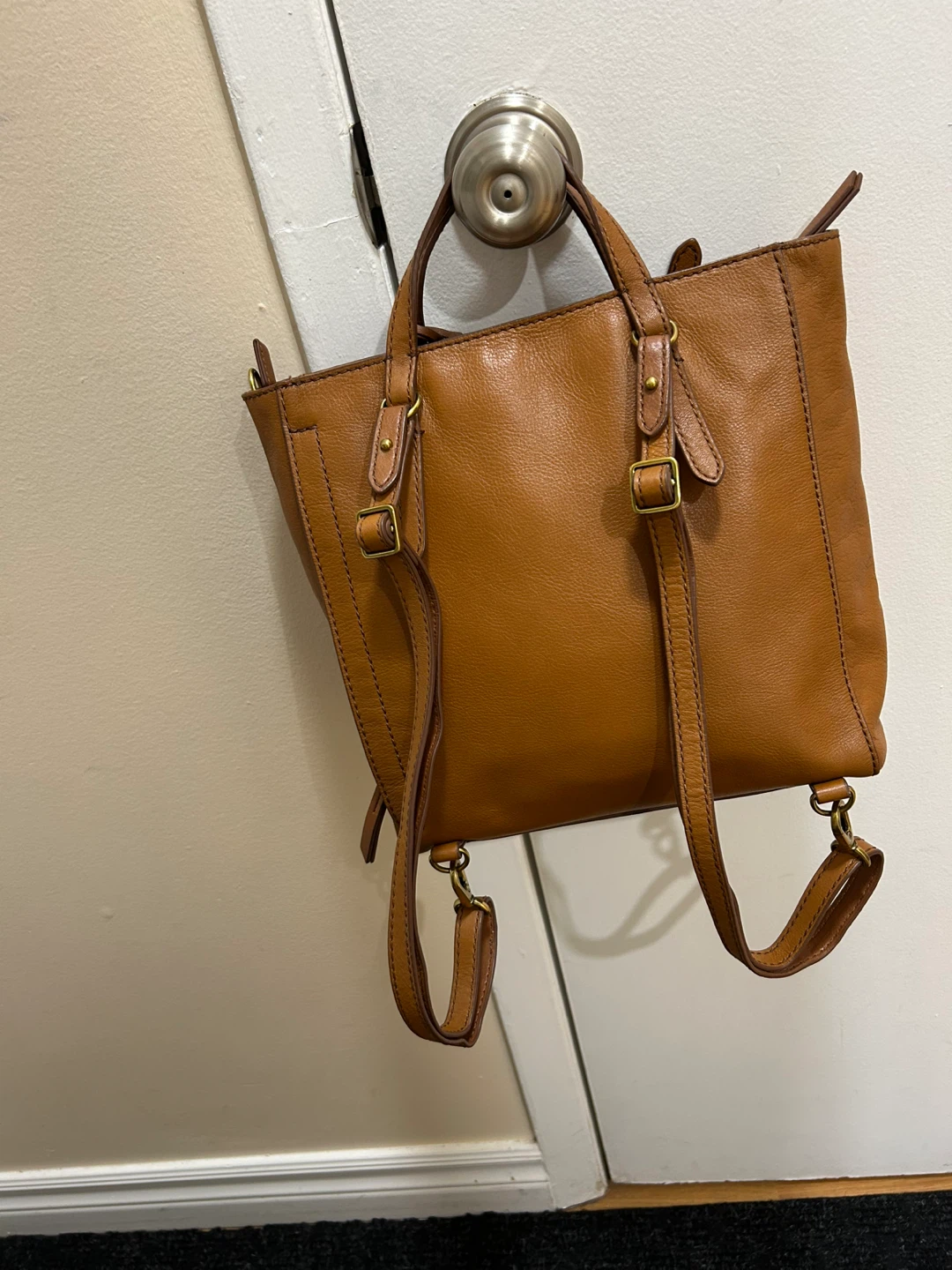 Fossil Brown Leather Convertible Backpack Purse - photo 2