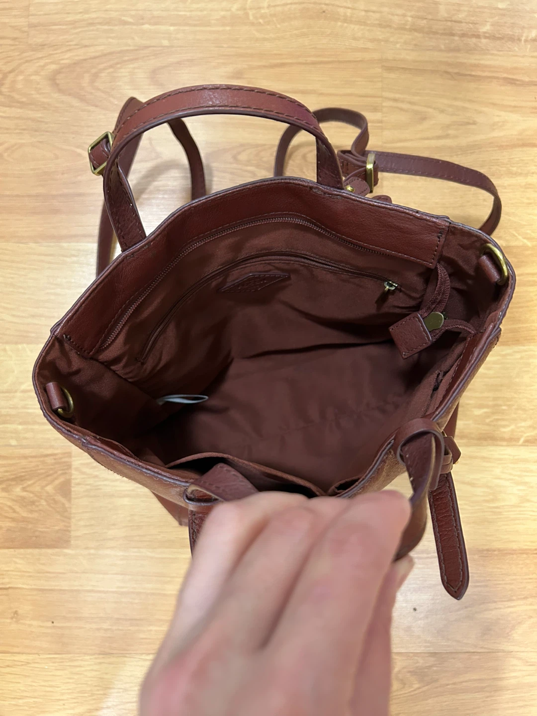 Fossil Brown Leather Convertible Backpack Purse - photo 4