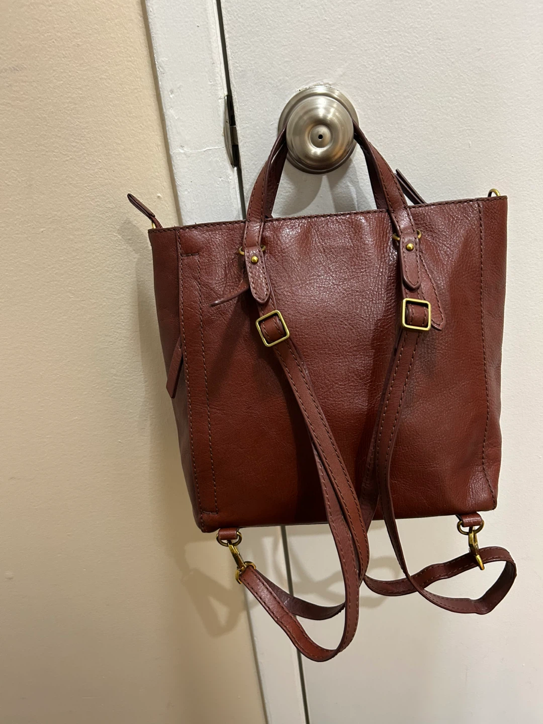 Fossil Brown Leather Convertible Backpack Purse - photo 3