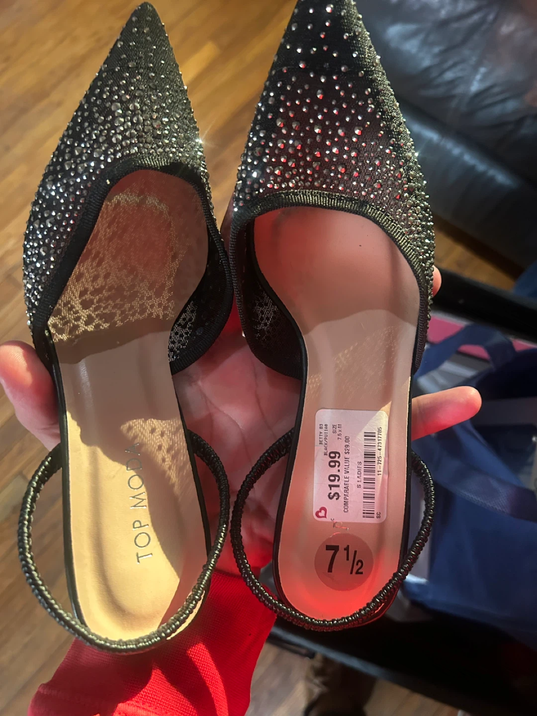 Top Moda Women's Rhinestone Pointed Toe Flats - Size 7.5