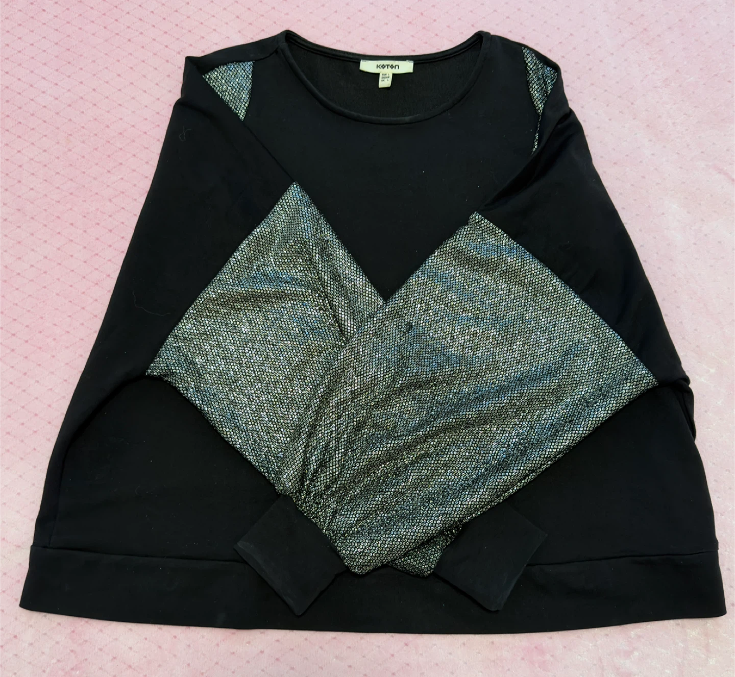 Koton Black Sweater with Sparkle Sleeves - Large