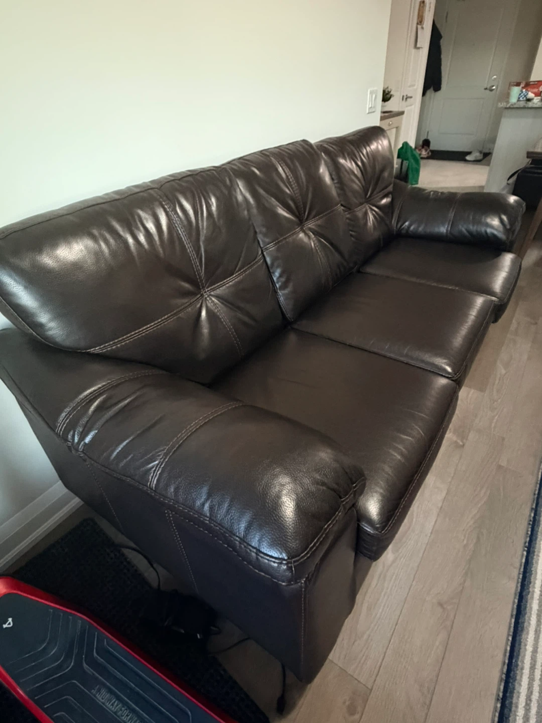 RUSH SALE!!! Addison 86" Leather-Look Sofa - Blackberry Black