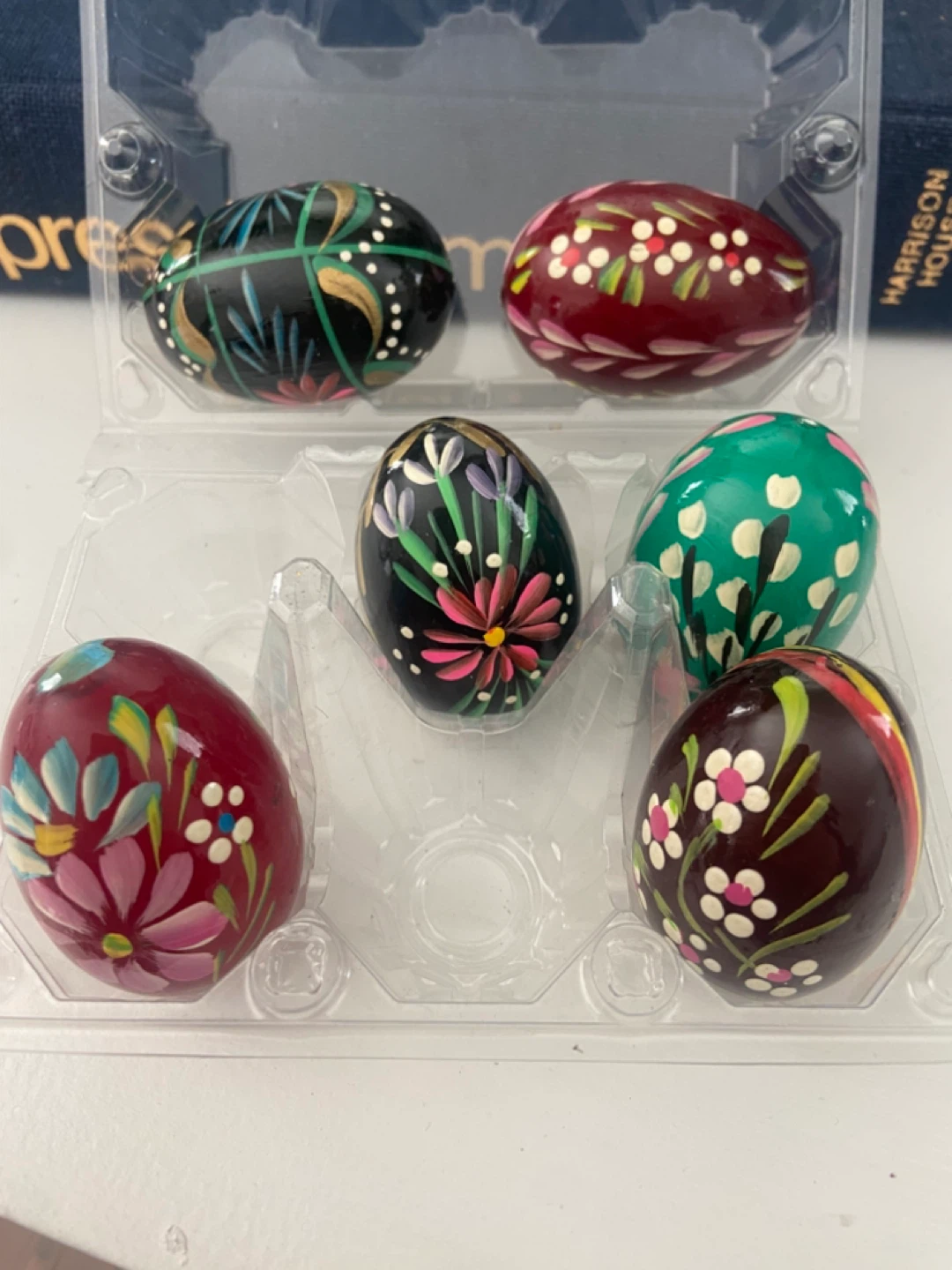Set of 6 Hand-Painted Decorative Easter Eggs