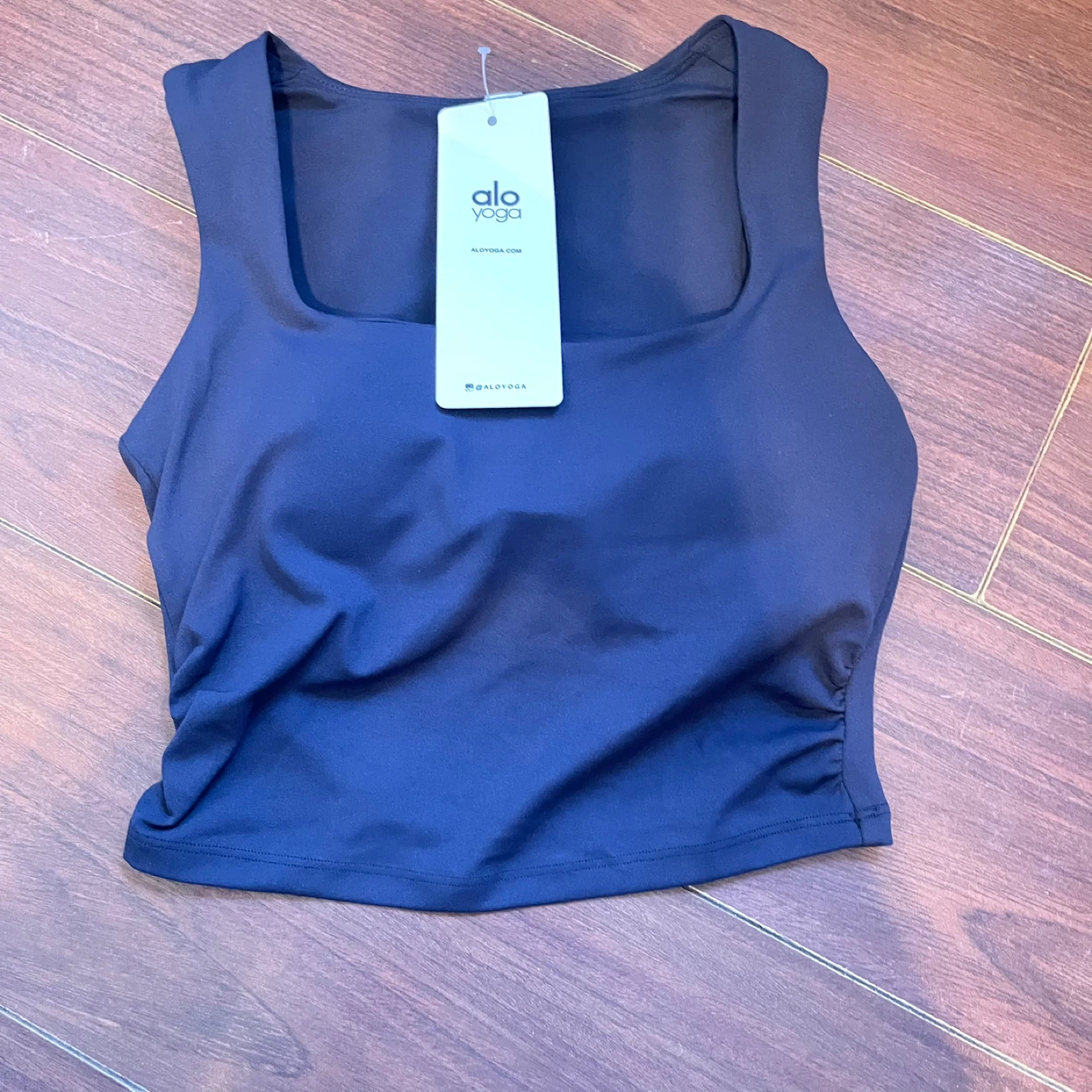 Alo Yoga Navy Blue Ruched Crop Tank Top - photo 3