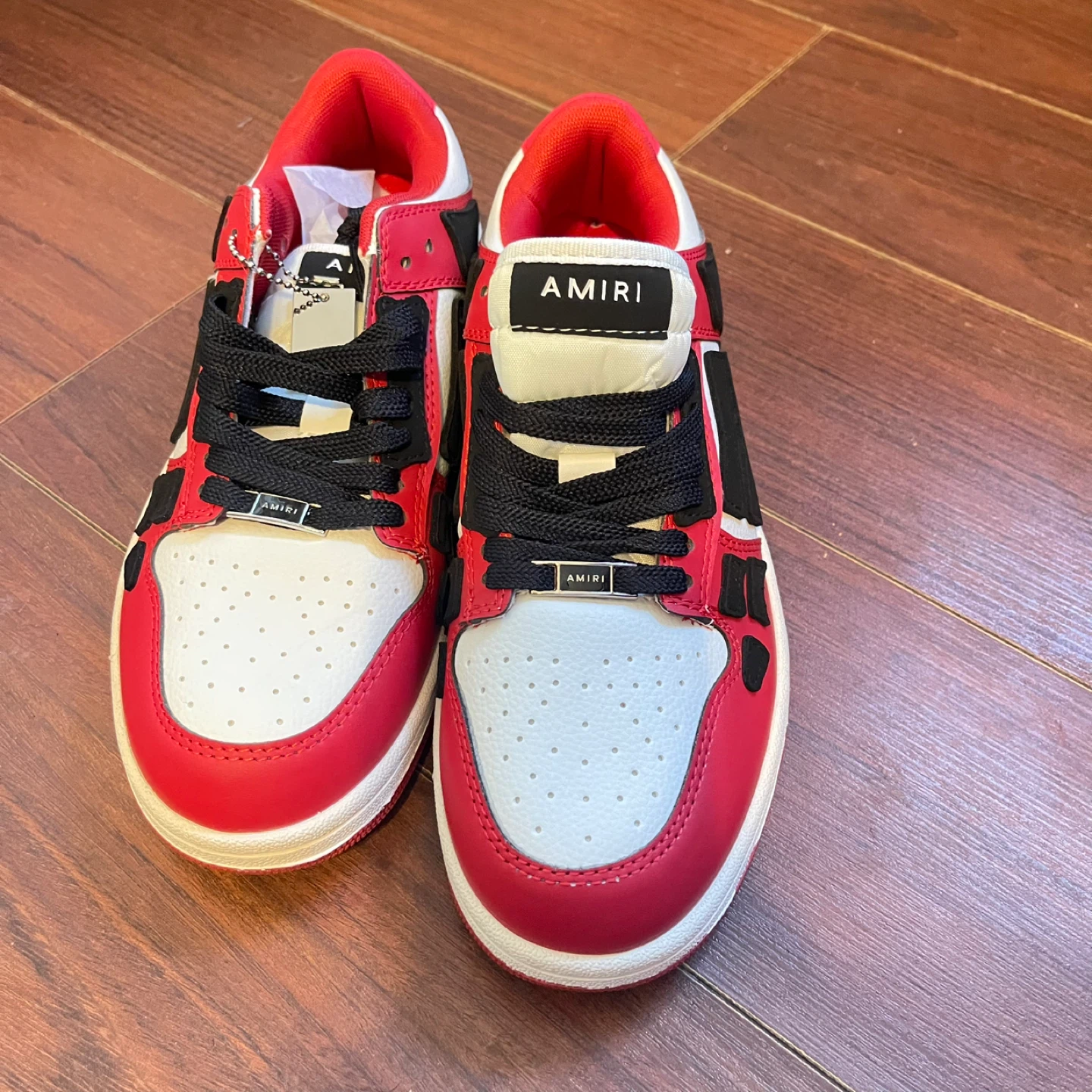 AMIRI Red and White Leather Sneakers