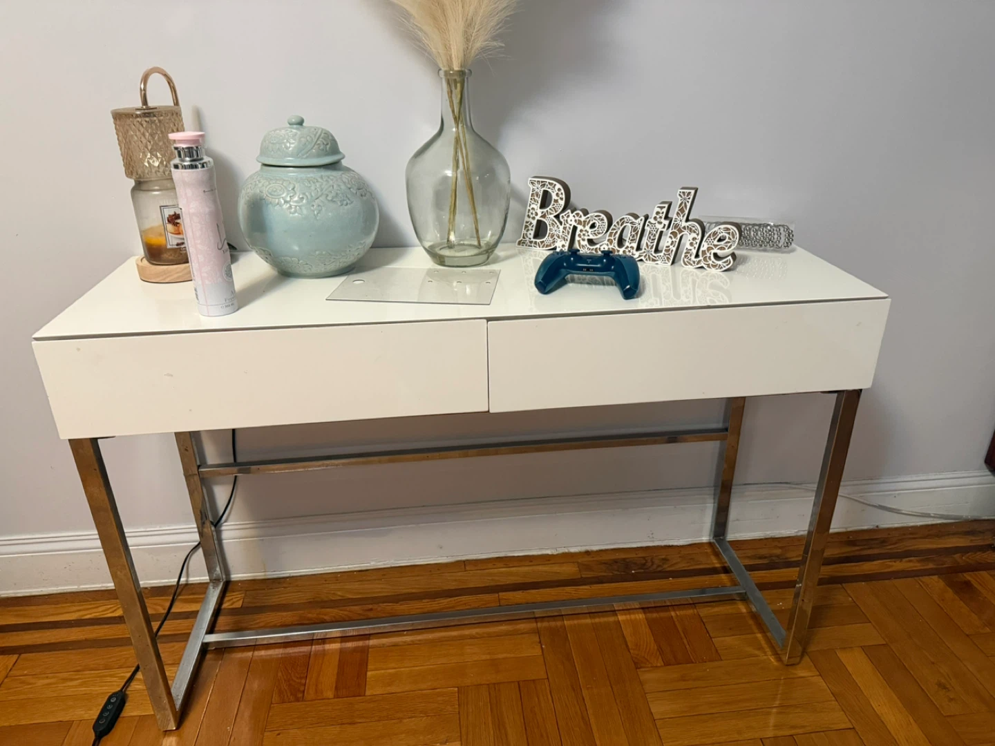 White Console Table with Chrome Legs - photo 3