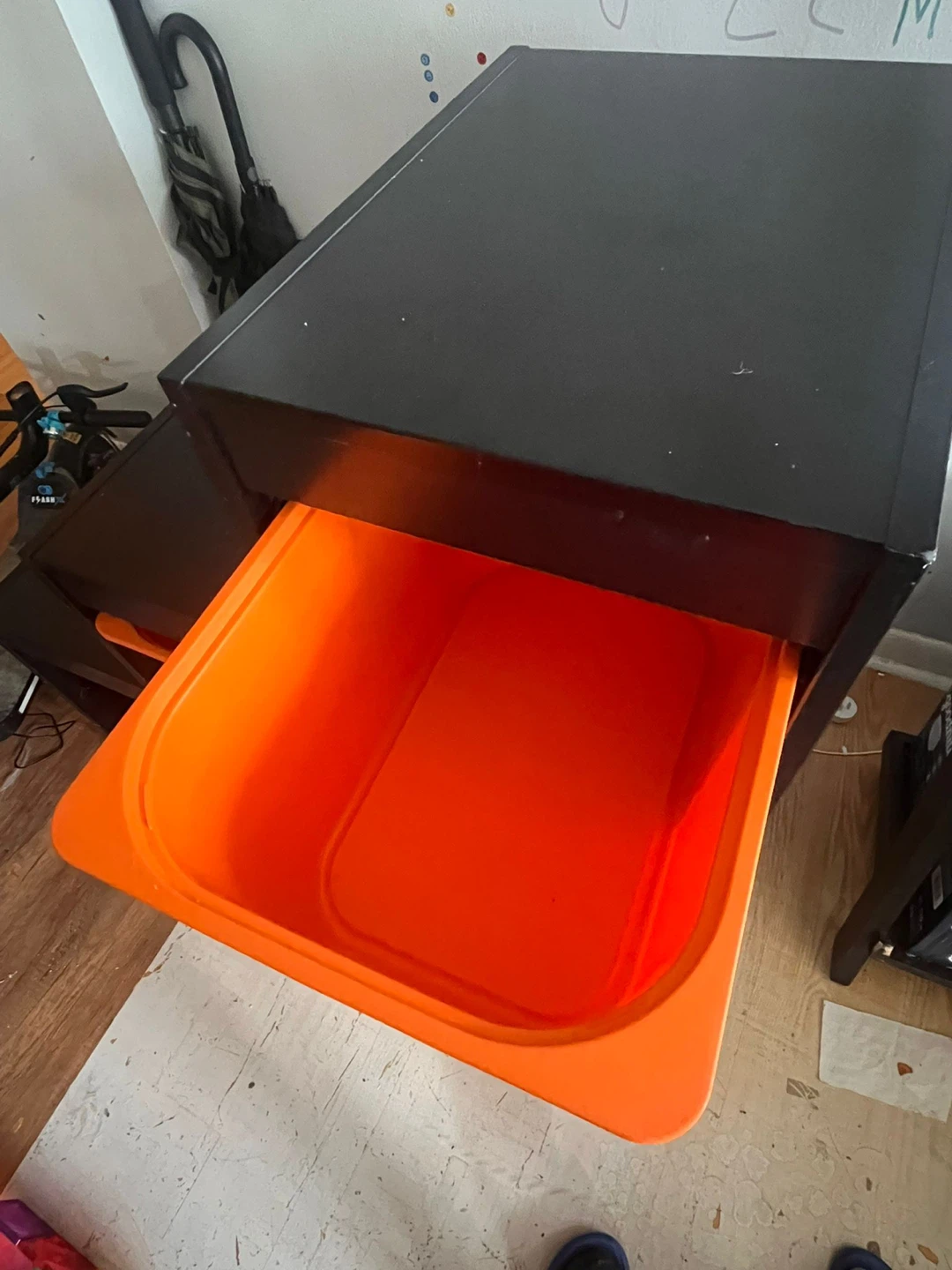 IKEA Black Storage Unit with Orange Bins - photo 4