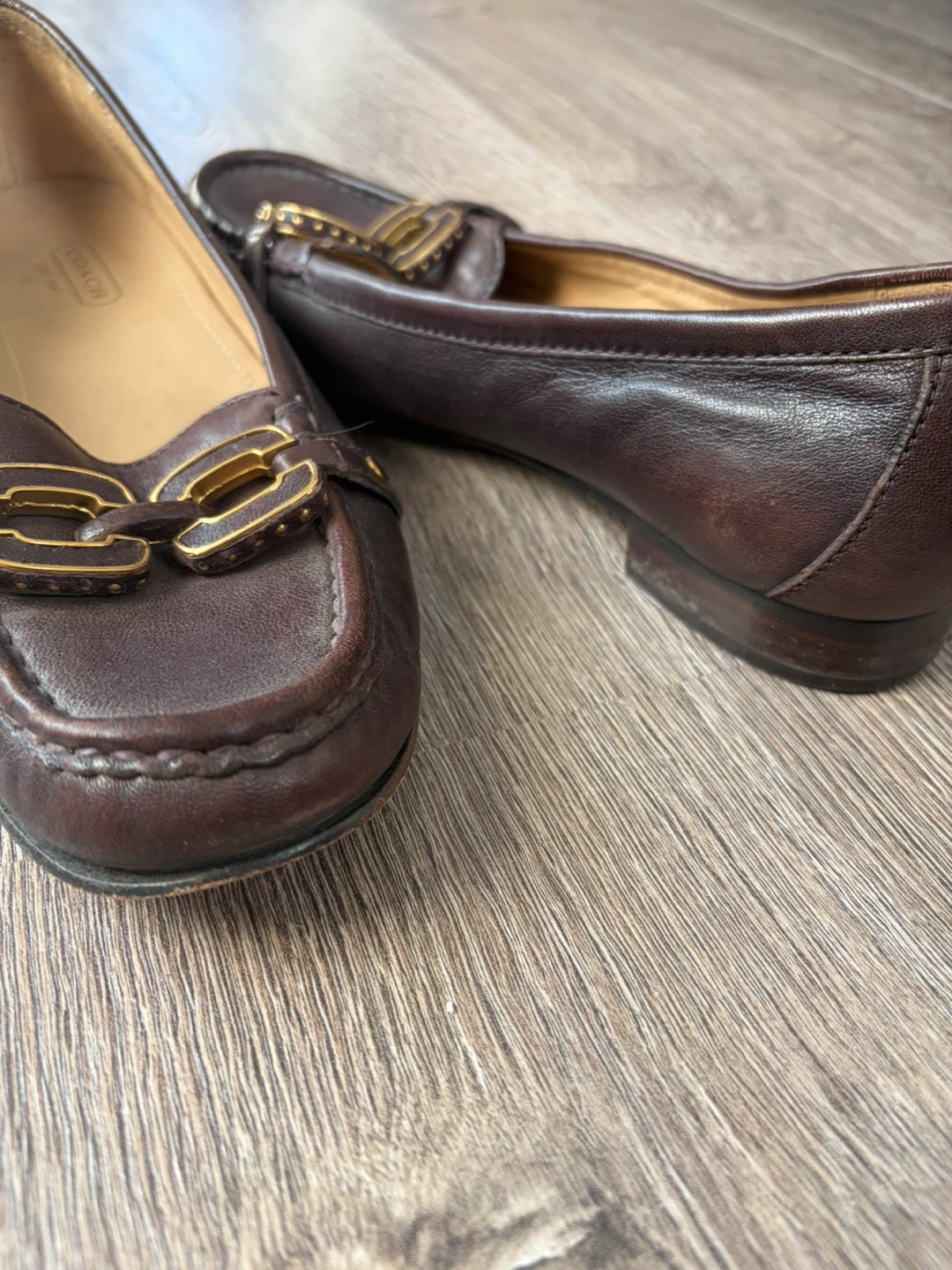 Coach Brown Leather Loafers with Gold Hardware - photo 3