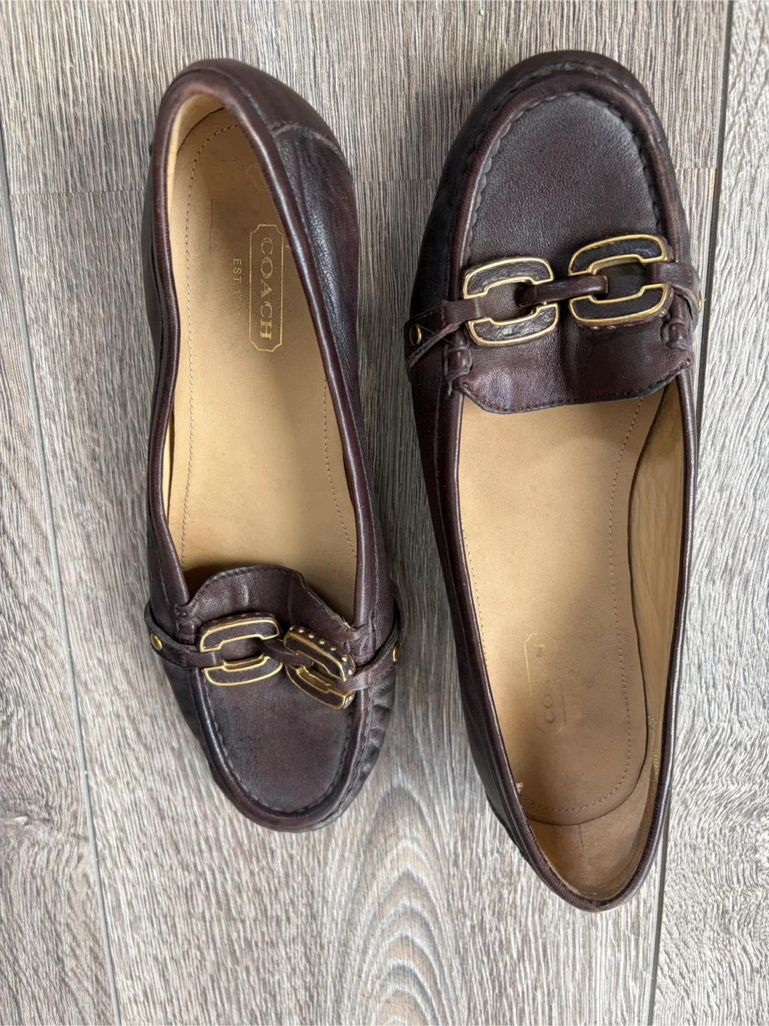 Coach Brown Leather Loafers with Gold Hardware - photo 2