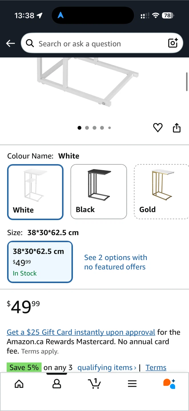 Yusong C Shaped End Table - White - photo 3
