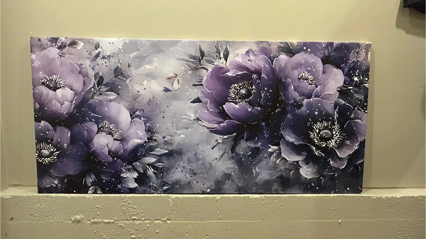 Extra large Purple/ grey Floral Canvas Wall Art