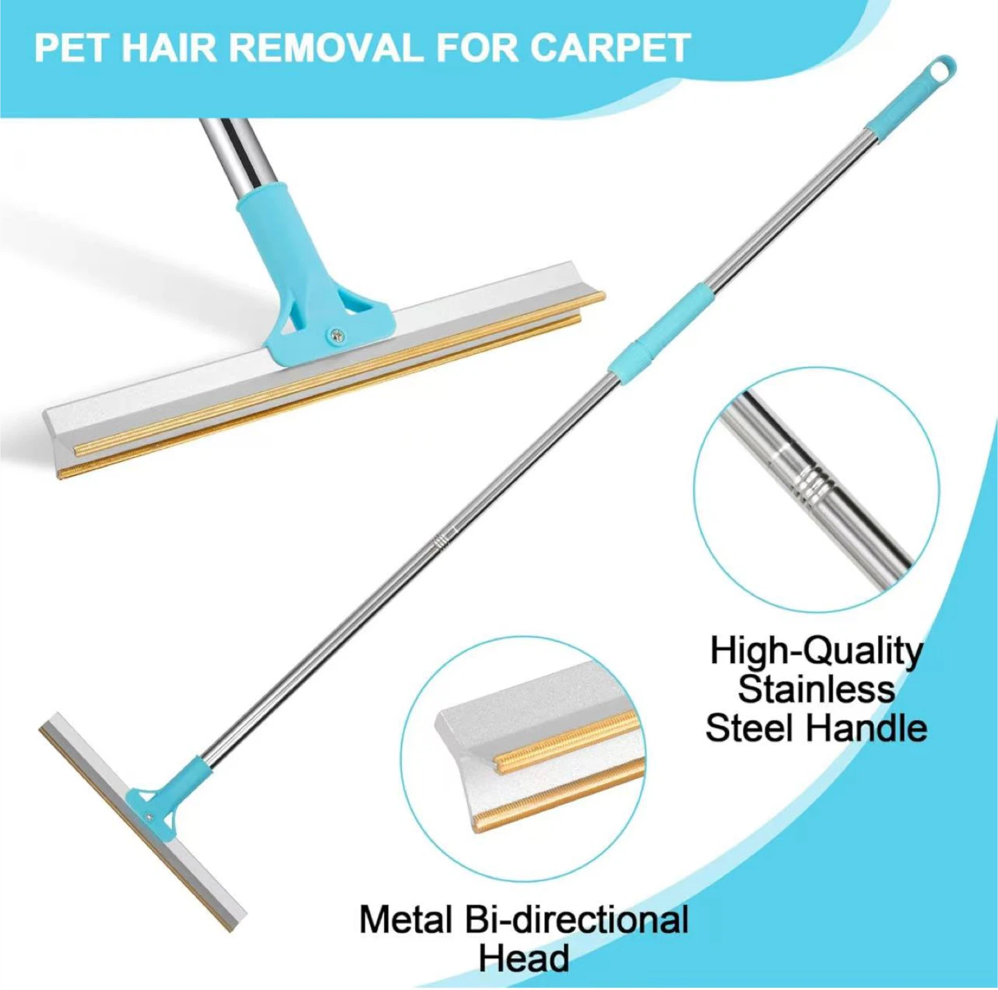Pet Hair Removal Tool for Carpets - Adjustable Length - photo 3