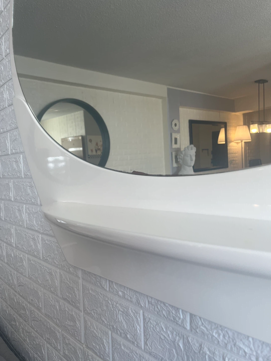White Oval Wall Mirror with Shelf - photo 4