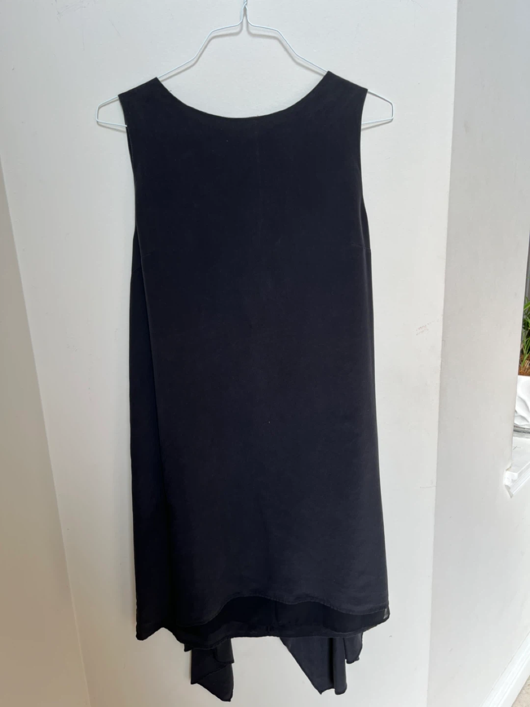 Silk Sleeveless Black Dress with Flowy Back Panels