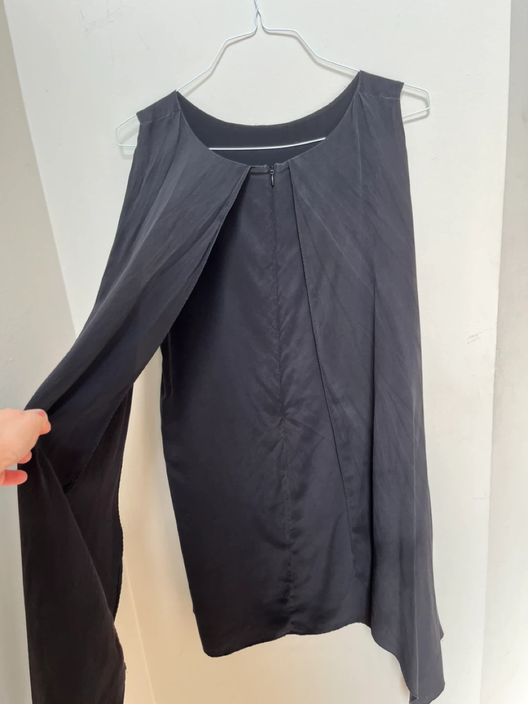 Silk Sleeveless Black Dress with Flowy Back Panels - photo 3