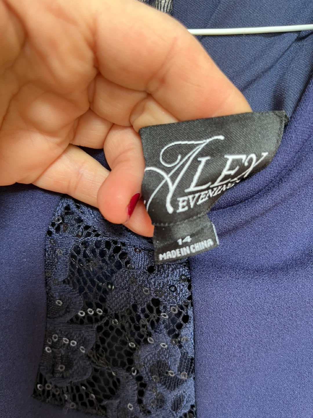 Navy Lace Detail Long Gown Size 14 - photo 4