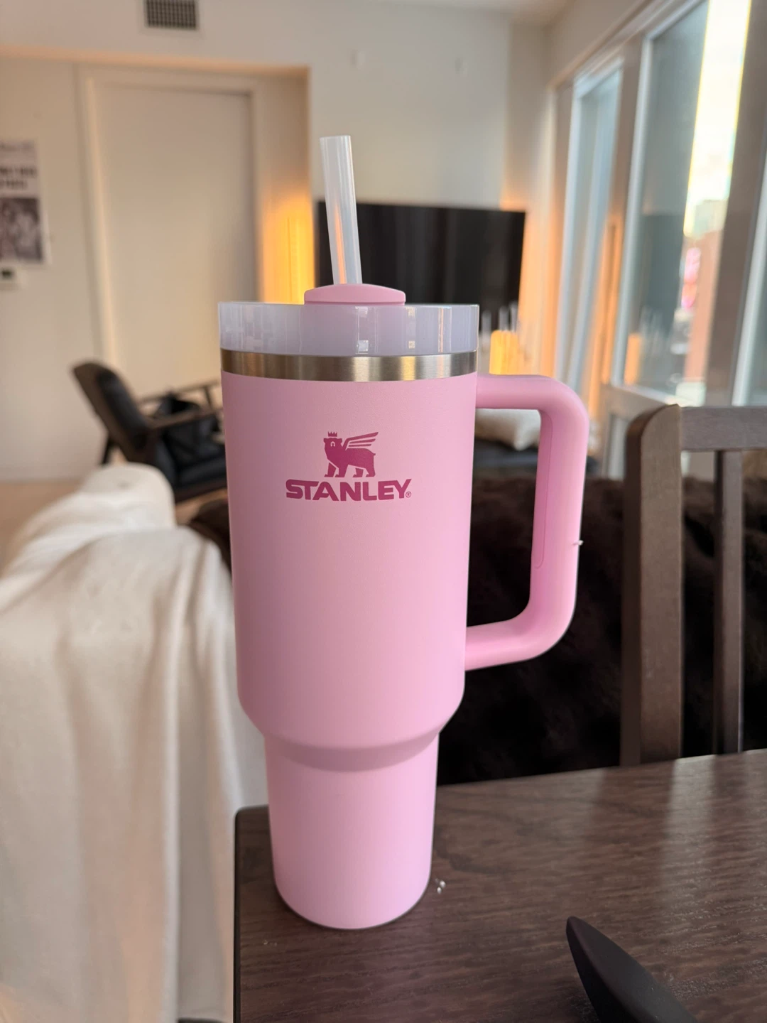 Stanley Pink Tumbler with Straw