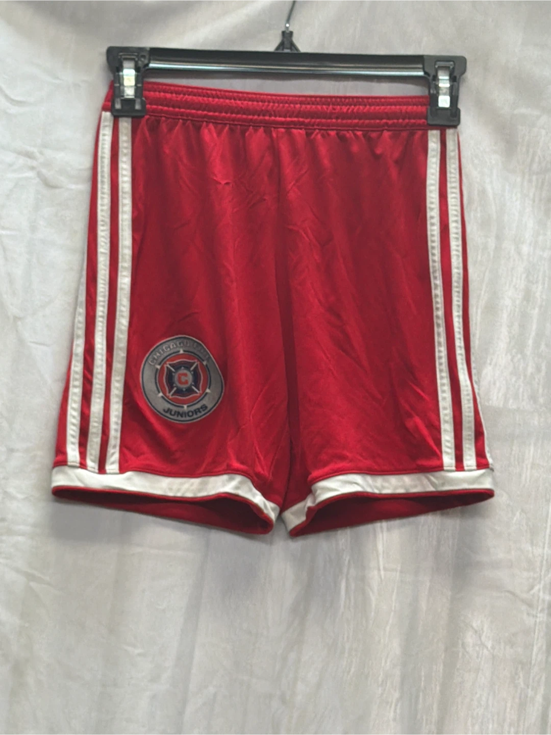 Adidas Boys Soccer Shorts Red White Stripes Size YXL