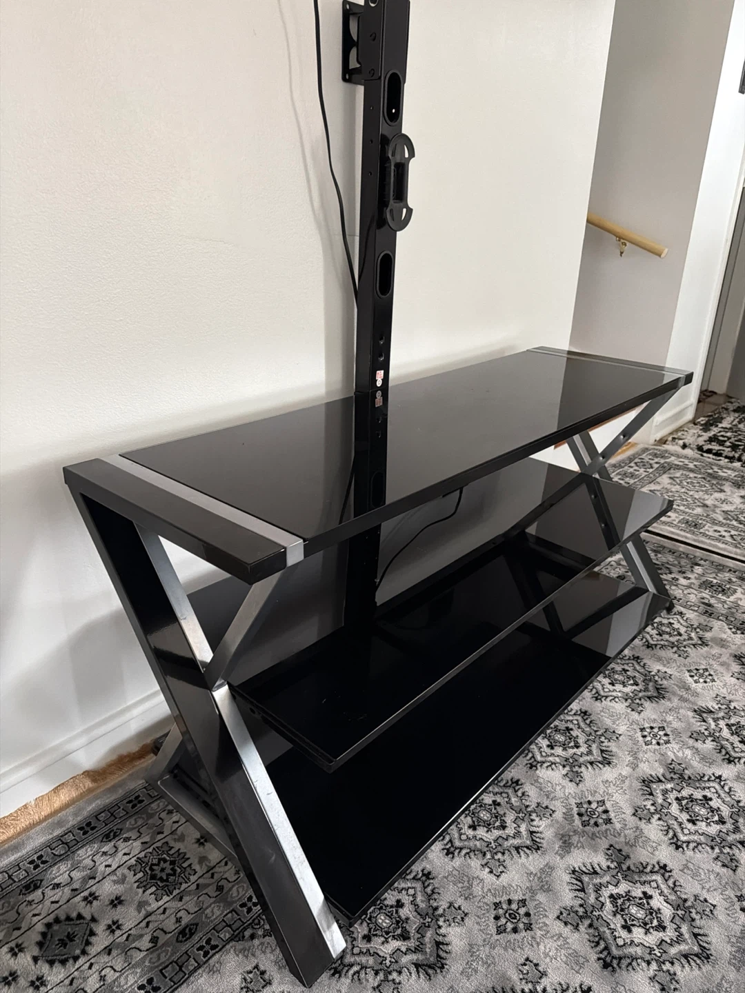 Black Glass TV Stand with Mount - photo 3