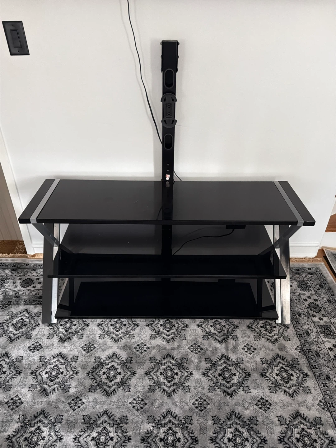 Black Glass TV Stand with Mount