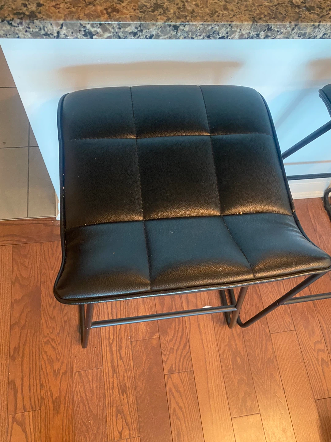 Black Faux Leather Bar Stools (Set of 3) - photo 2
