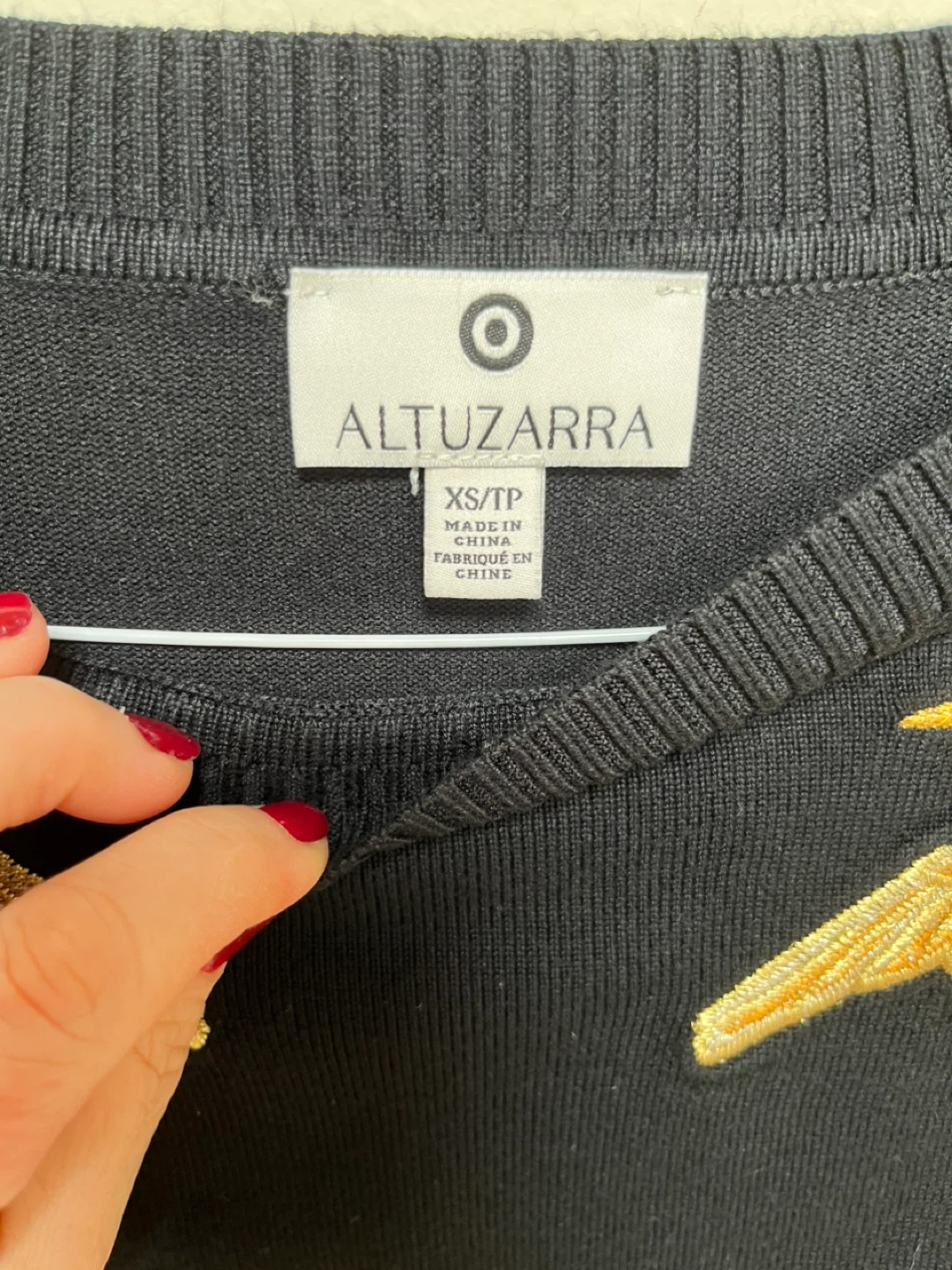 Altuzarra Black Embroidered Crane Sweater XS/TP - photo 2