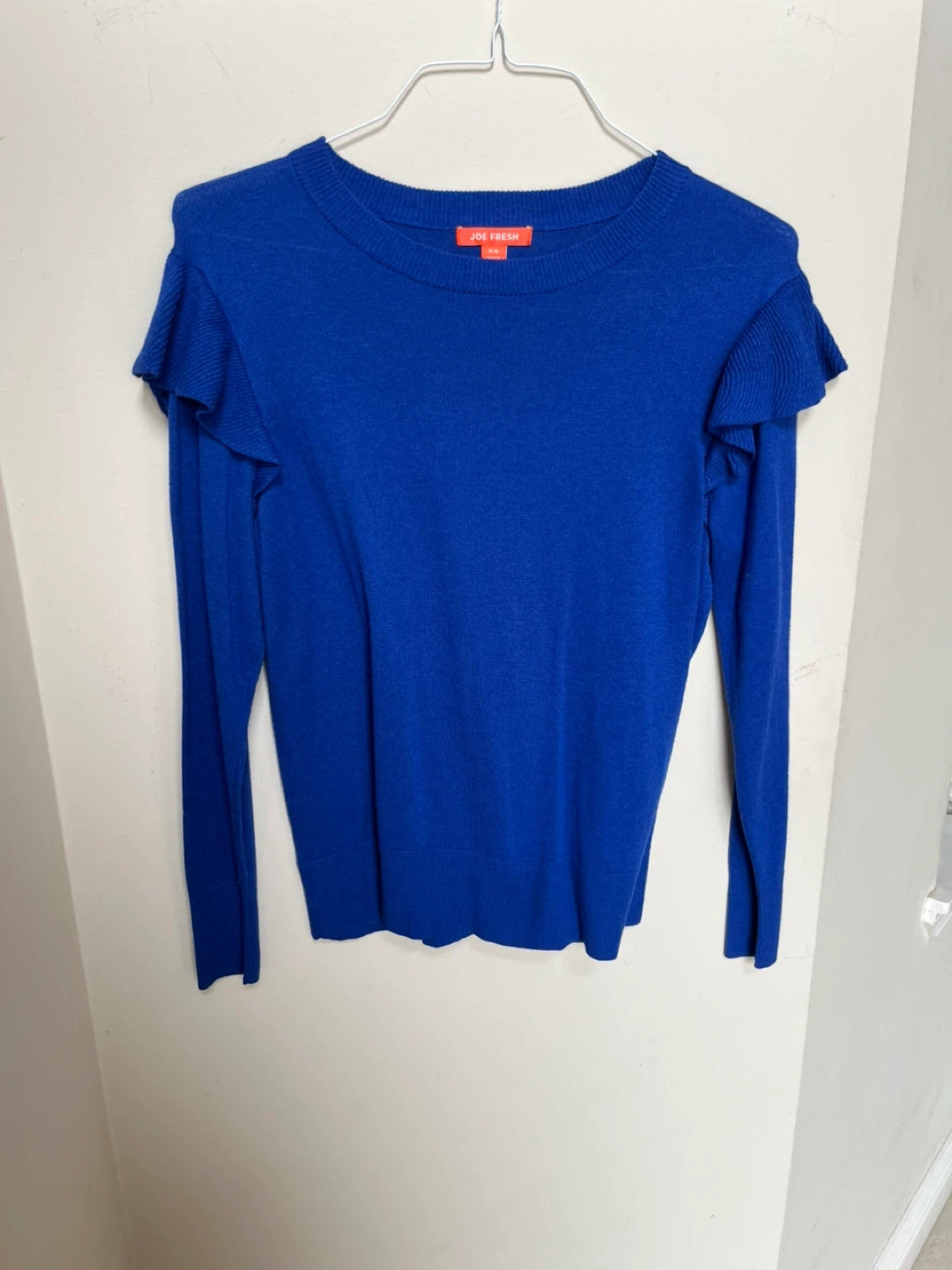 Blue Ruffle Sleeve Sweater Size M