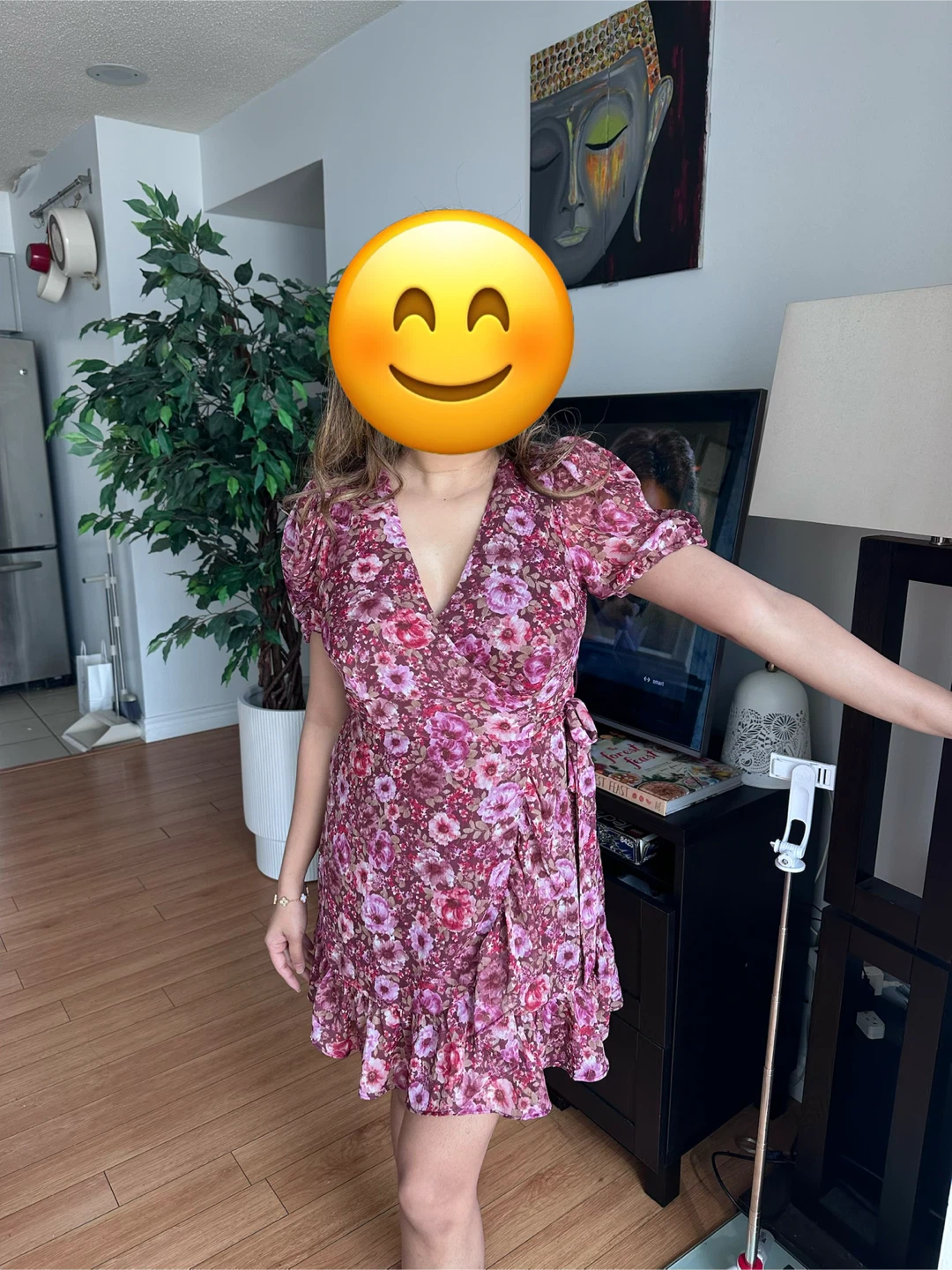 Floral Wrap Mini Dress Medium