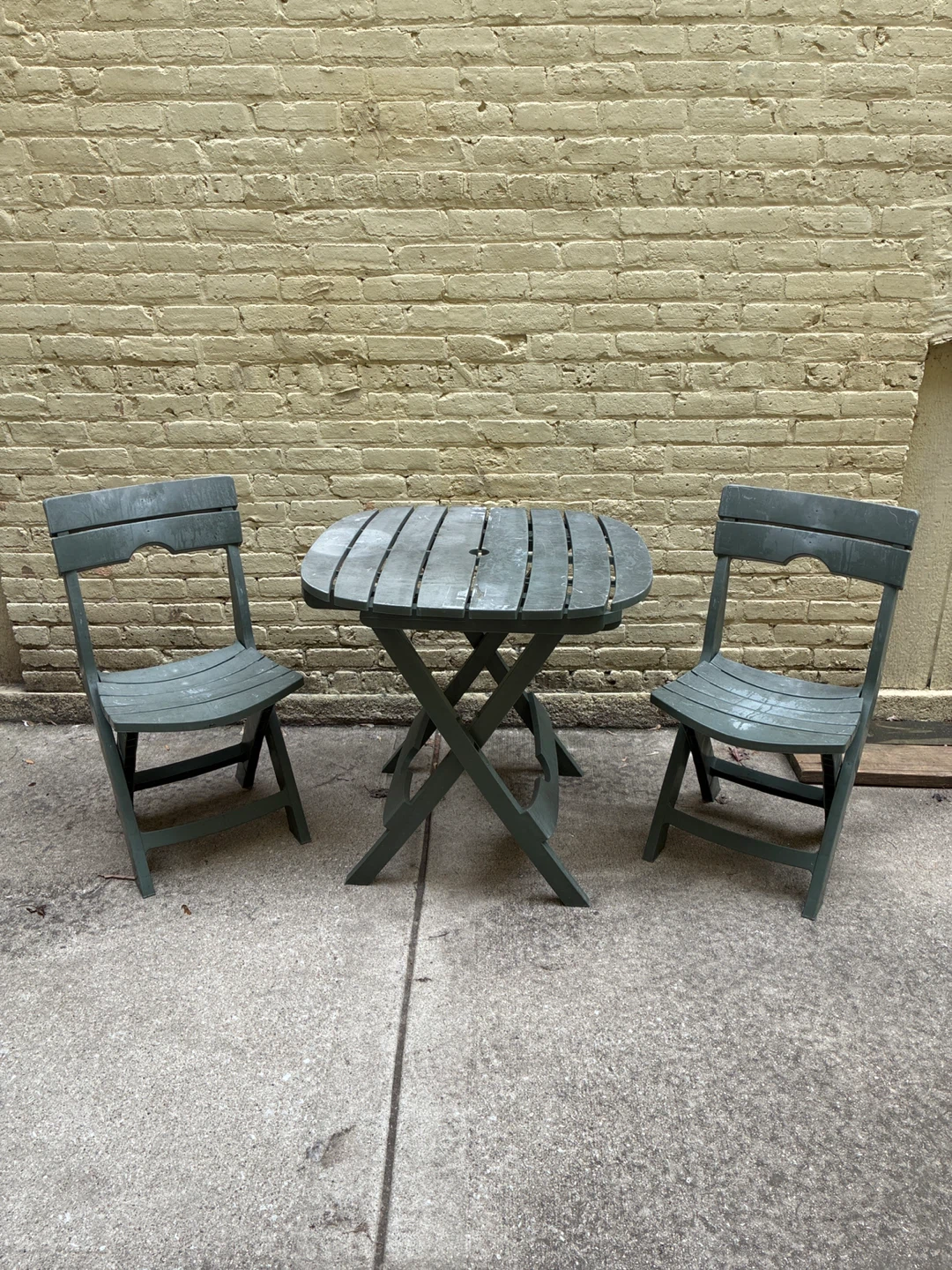 Plastic Folding Patio Table and 2 Chairs Set