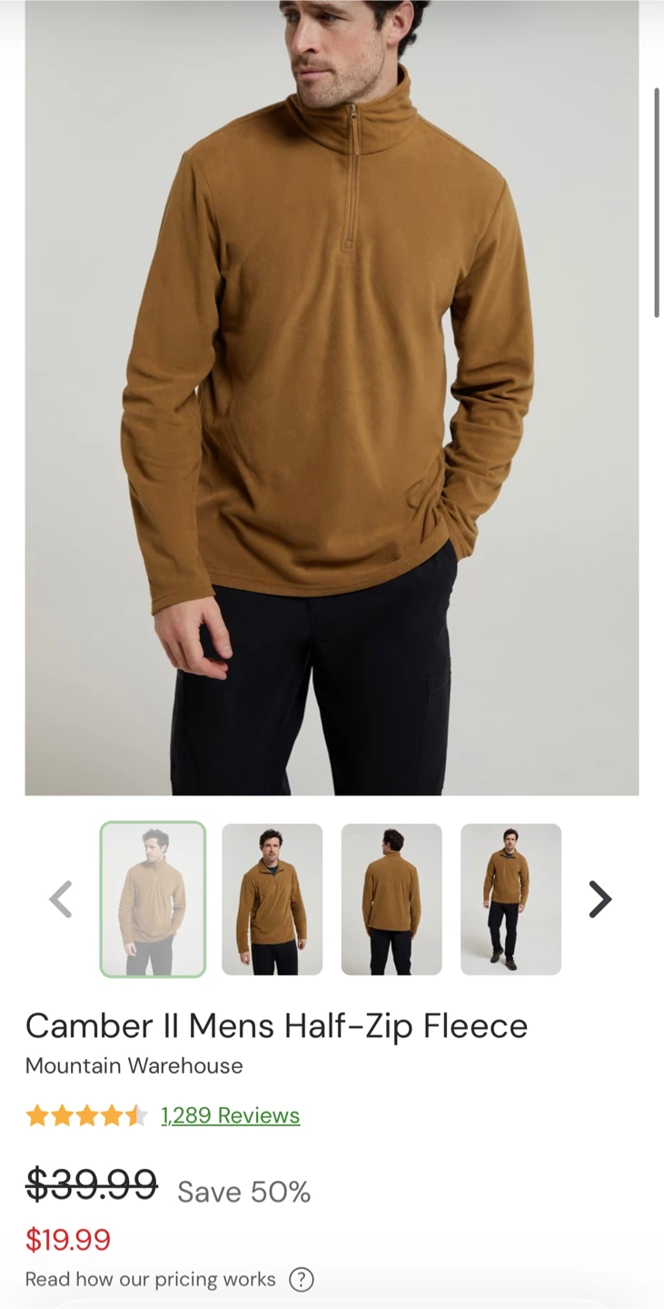 Mountain Warehouse Camber II Mens Half-Zip Fleece - Brown - photo 3