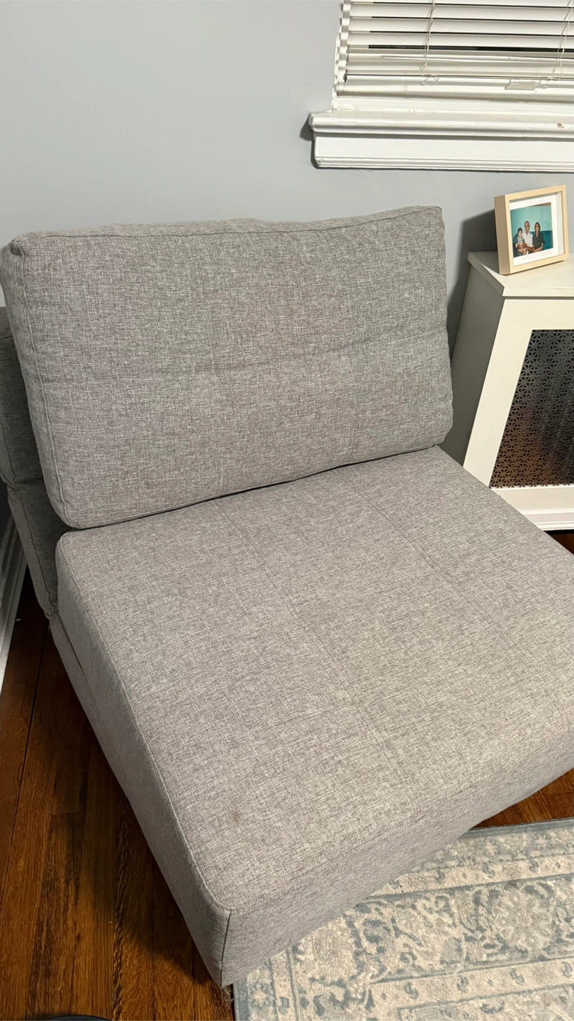 Gray Fabric Armless Chair (convertible)