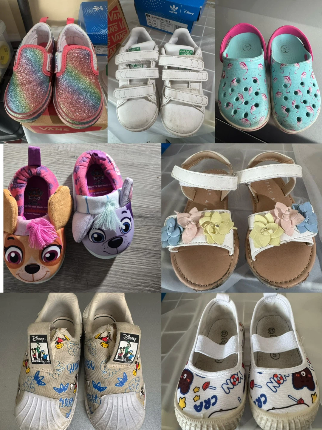 Kids' Shoes Bundle: Disney, Paw Patrol, Adidas, Crocs-style
