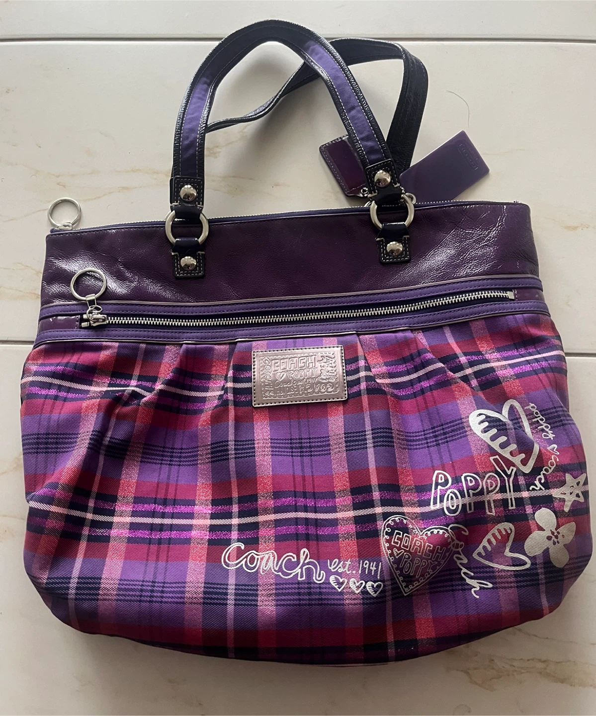 Coach Limited Edition Poppy Tartan Plaid Tote