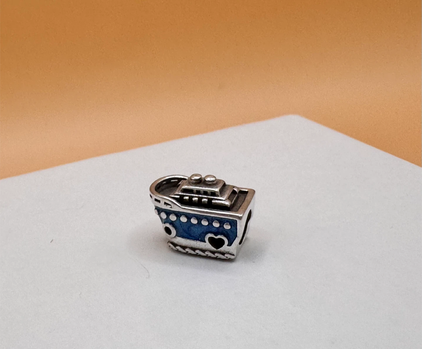 Blue Cruise Ship Charm silver 925
