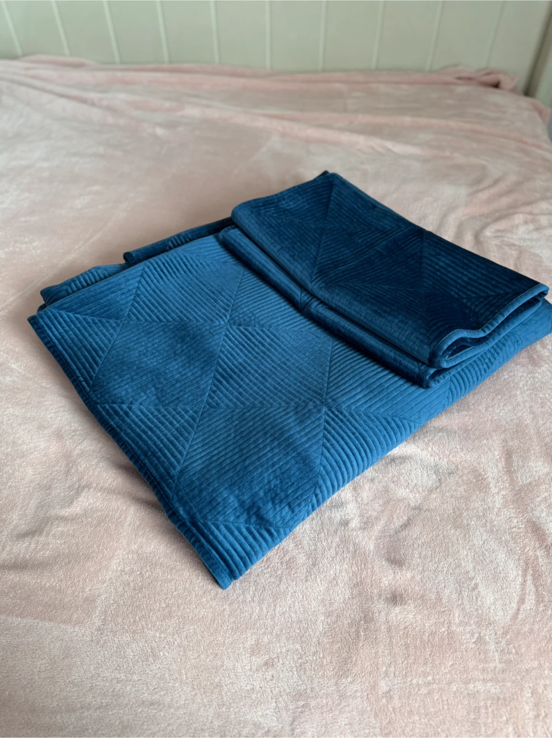 Dark blue velvet bedspread