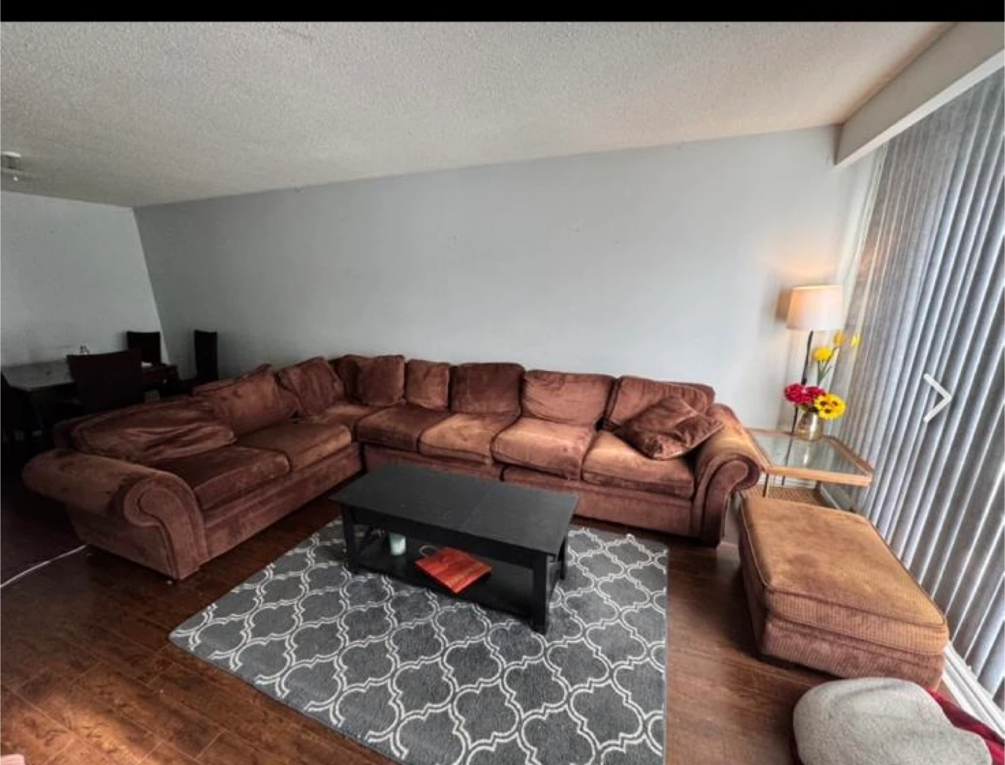 Brown Sectional Sofa with Ottoman good condition