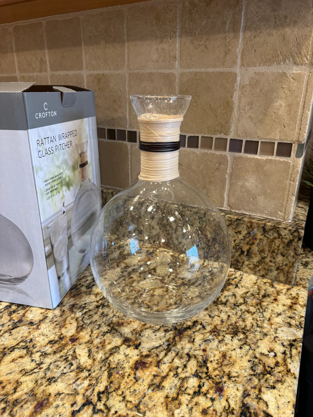 Crofton Rattan Wrapped Glass Pitcher - photo 3
