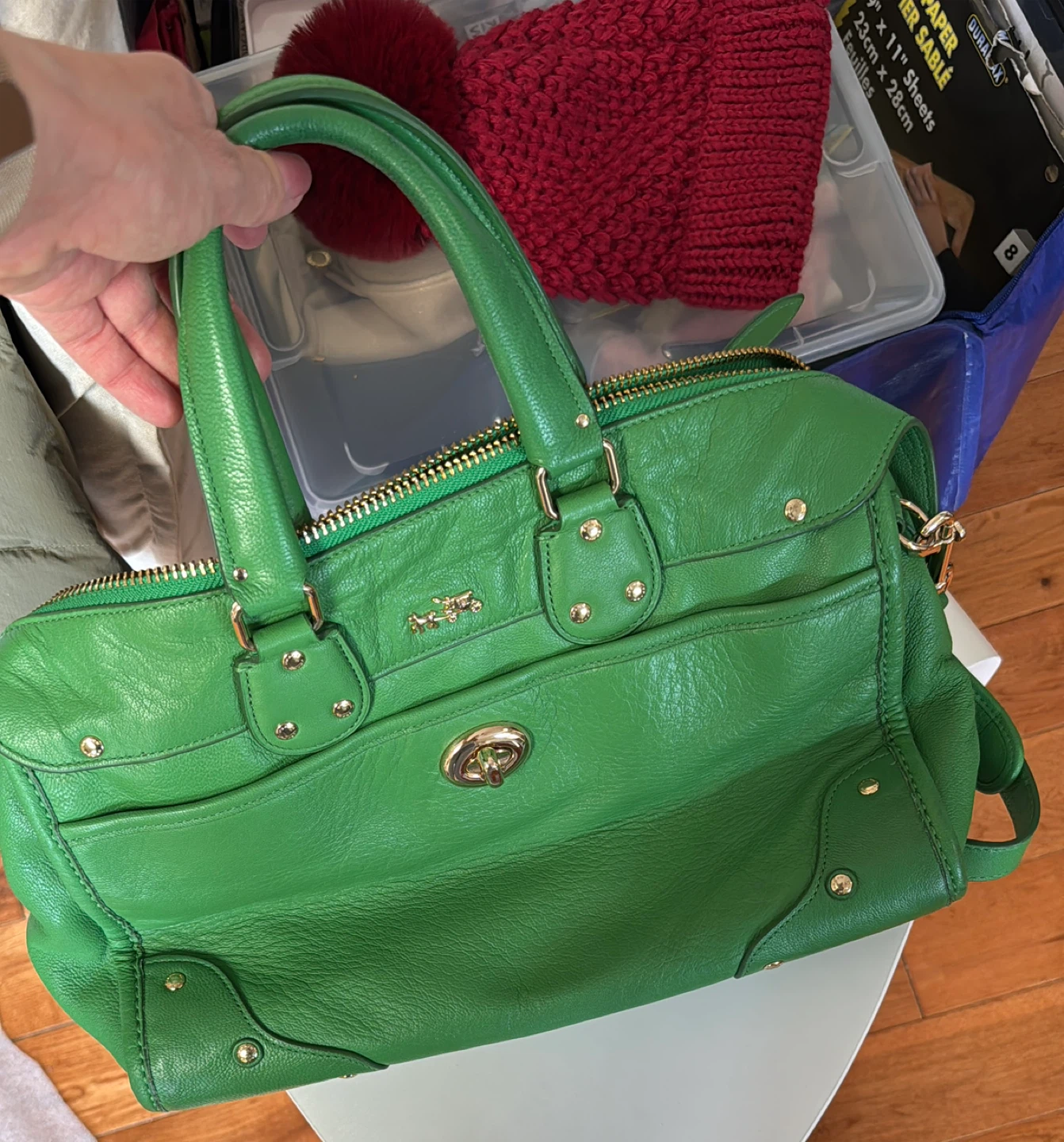 Green Leather Coach Handbag