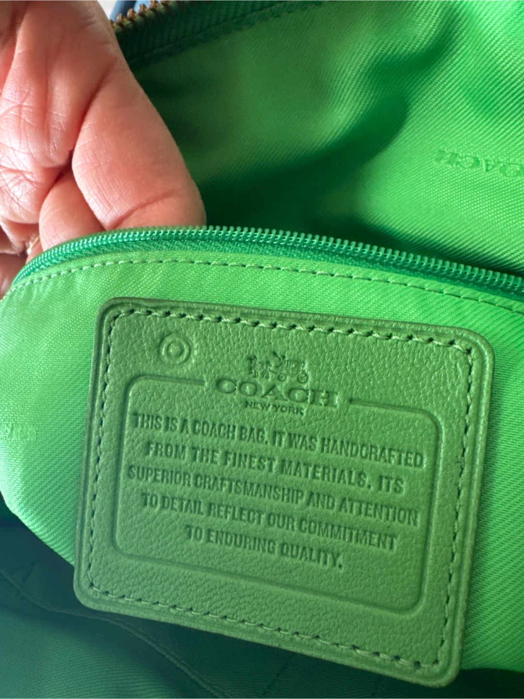 Green Leather Coach Handbag - photo 2