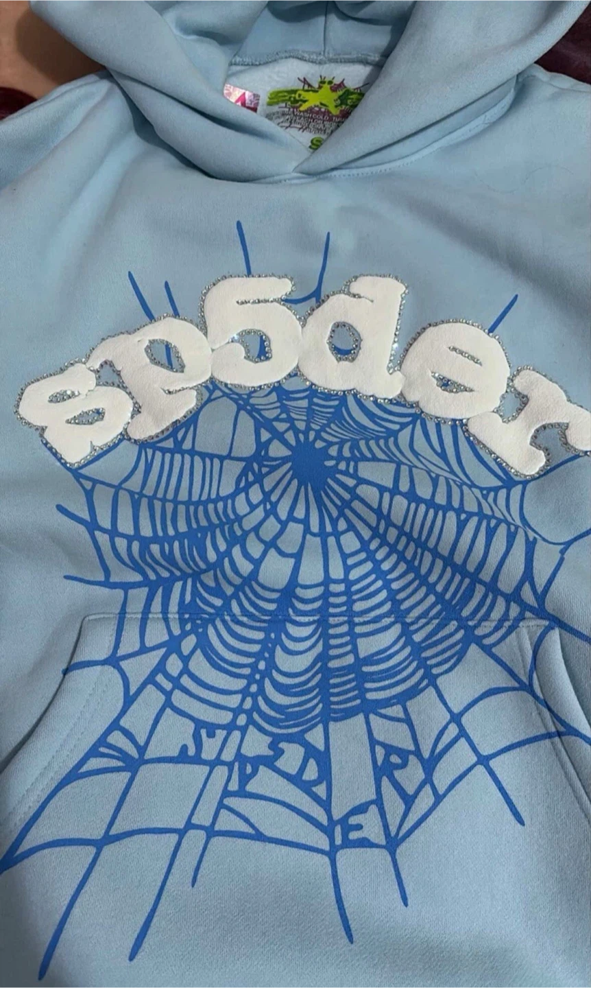 Sp5der Web Hoodie Light Blue Size S - photo 3