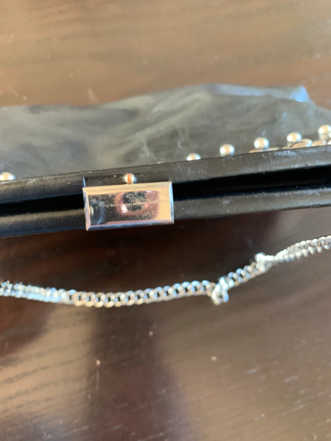 Black clutch with chain and studs - photo 3