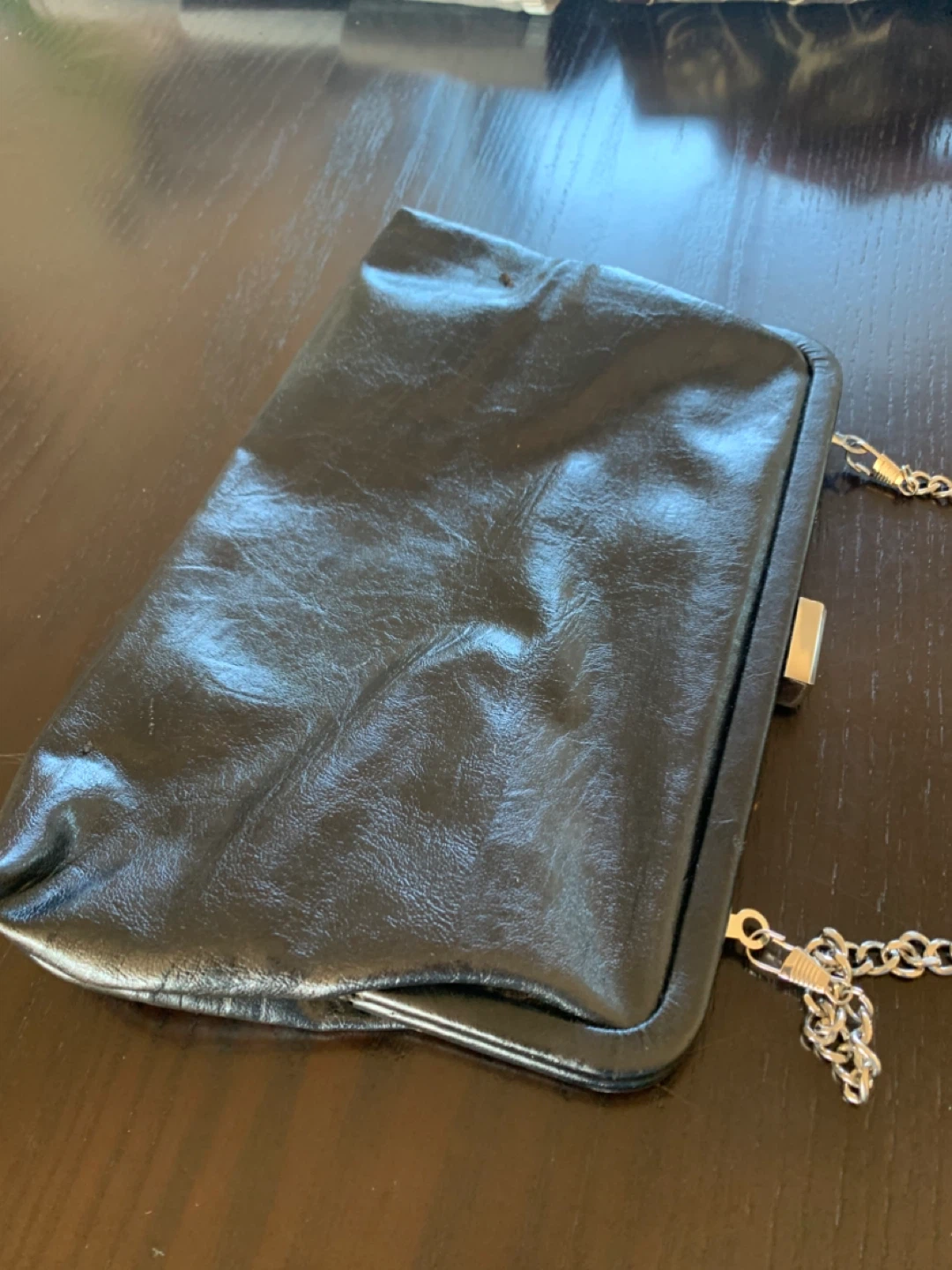 Black clutch with chain and studs - photo 2